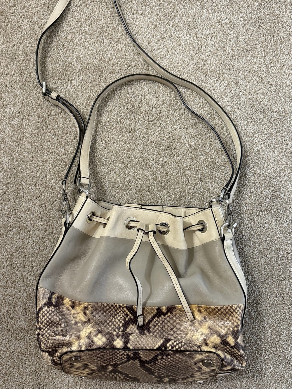 Michael Kors ‘Large Dottie’ Snake Embossed Leather Bucket Bag